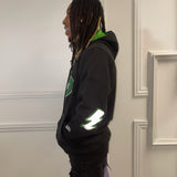 "Slime Green Carbon" Double Heart Hoodie