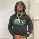 "Slime Green Carbon" Double Heart Hoodie