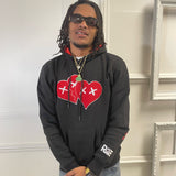 "Fire Red Carbon" Double Heart Hoodie